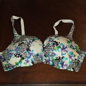 (J15) Victoria's Secret Floral and Leopard Print Push-up Bra 38D